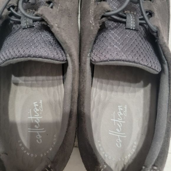 Clarks Collection Suede Bungee Slip-On Shoes-Haley‎ Rhea-Grey Suede Size 7.5 - Picture 4 of 5